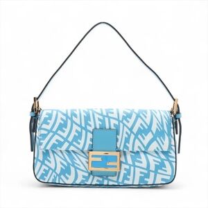 Blue and white abstract Fendi baguette